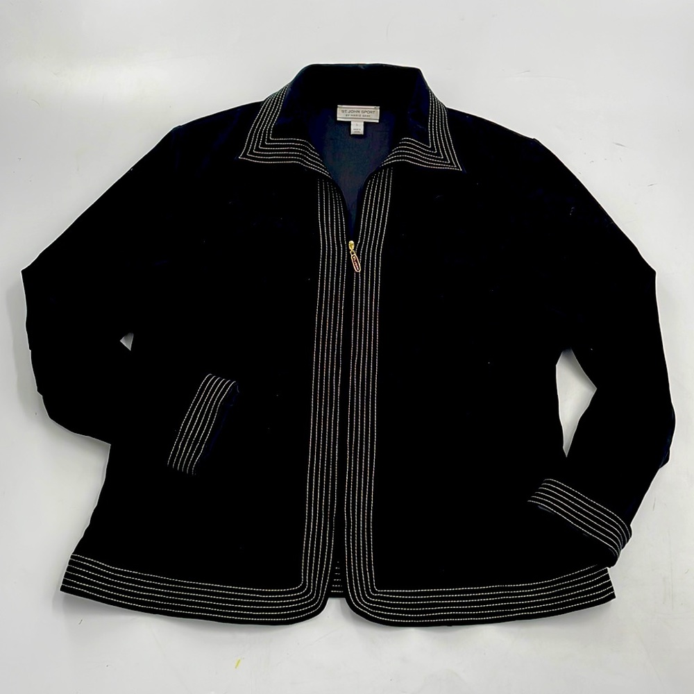 St. John sport by Marie gray black jacket with collar